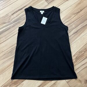 J Crew Women's Supersoft V-Neck Tank Top Chic Black Size XS NWT Cotton Blend